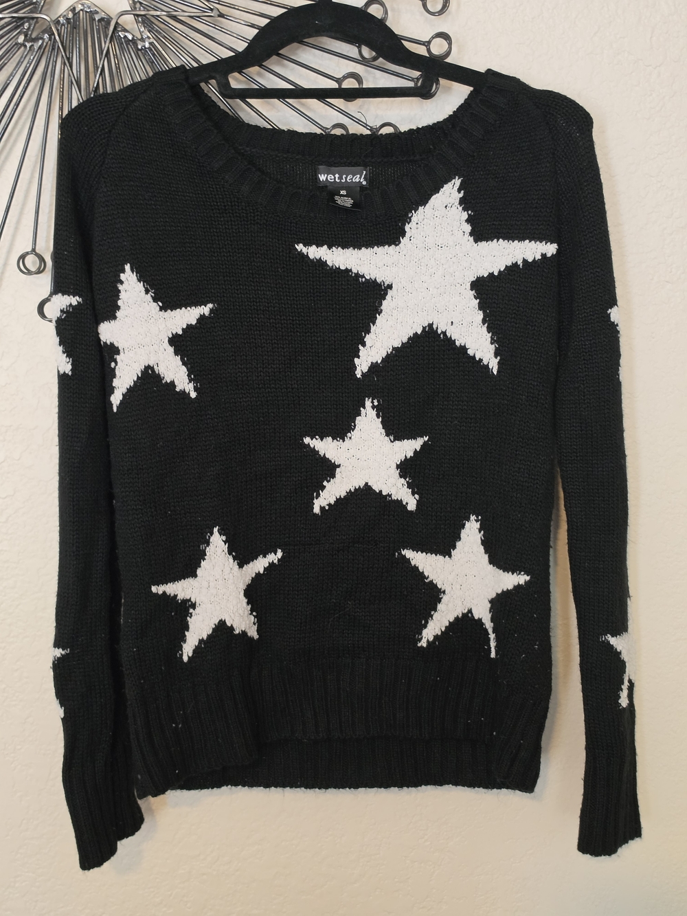 Wet Seal Black Sweater with White Star Design